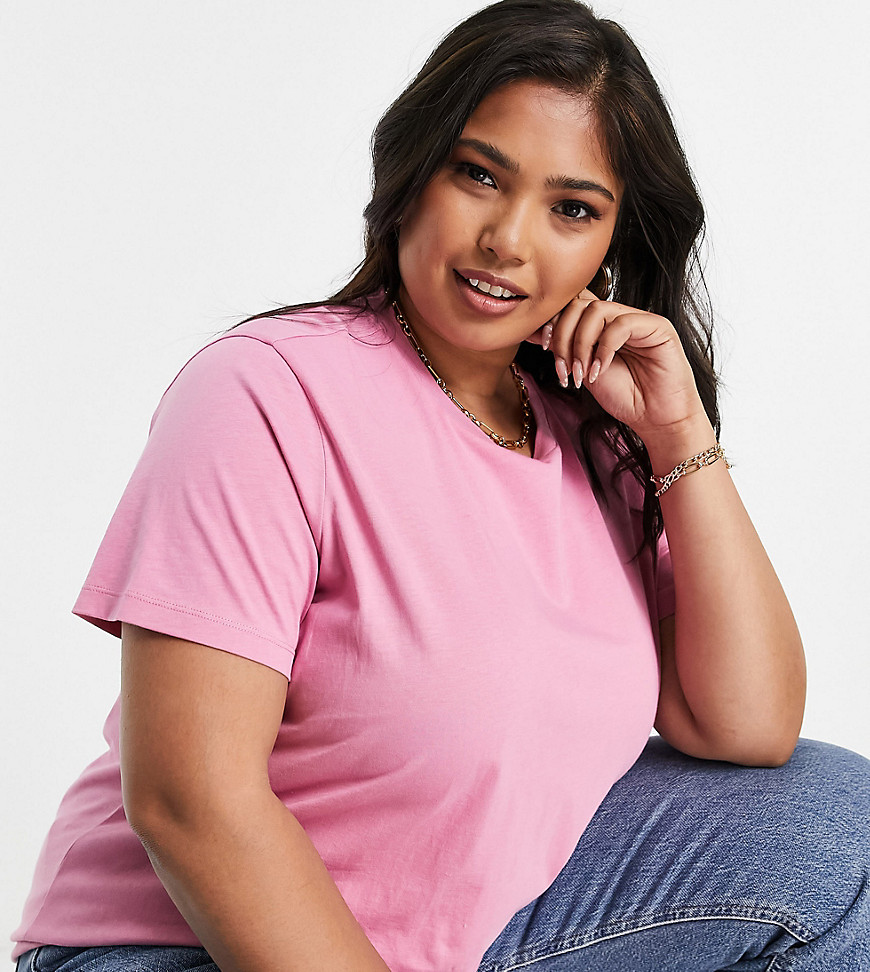 Asos Curve - Asos design curve ultimate t-shirt with crew neck in organic cotton blend in pink