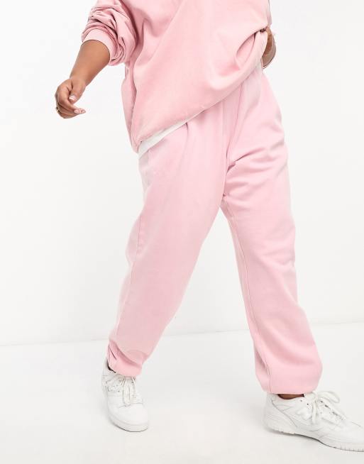 ASOS DESIGN Curve ultimate trackies in washed pink (part of a set)