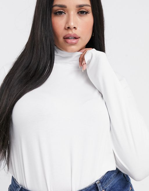 ASOS DESIGN turtle neck long sleeve top in white