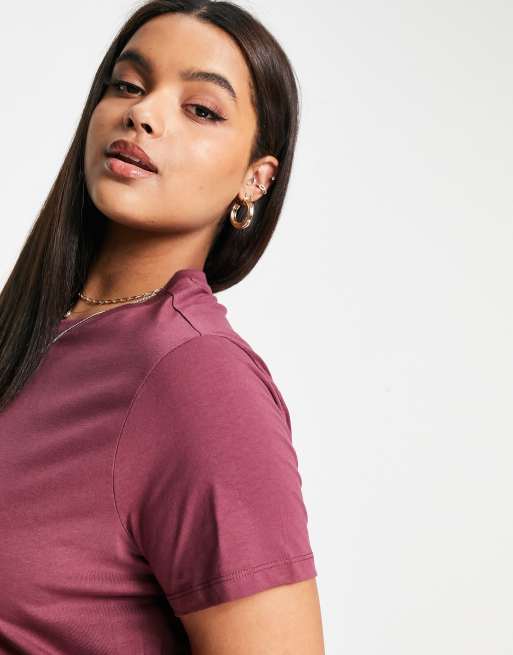 ASOS DESIGN Curve – Ultimate – Vinröd t-shirt i bomullsmix med rund halsringning - RED, 3 av 4
