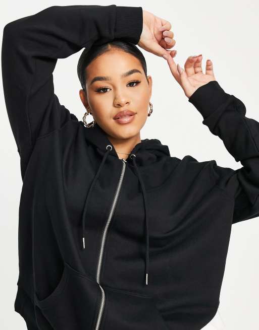 ASOS DESIGN Curve ultimate zip through hoodie in black ASOS