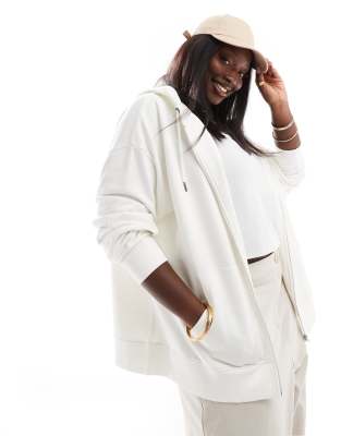 ASOS DESIGN Curve ultimate zip up hoodie in ecru | ASOS