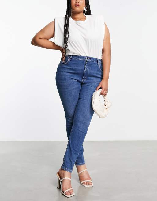 ASOS DESIGN Curve - Ultimative skinny-jeans i autentisk mellemblå, 4 af 4