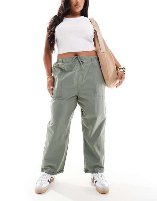 ASOS DESIGN Curve - Utility-broek in kaki met wassing