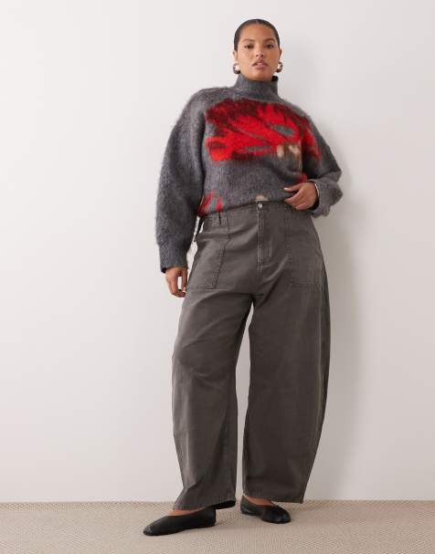 ASOS DESIGN Curve utility cargo horn pants in washed grey - view 1