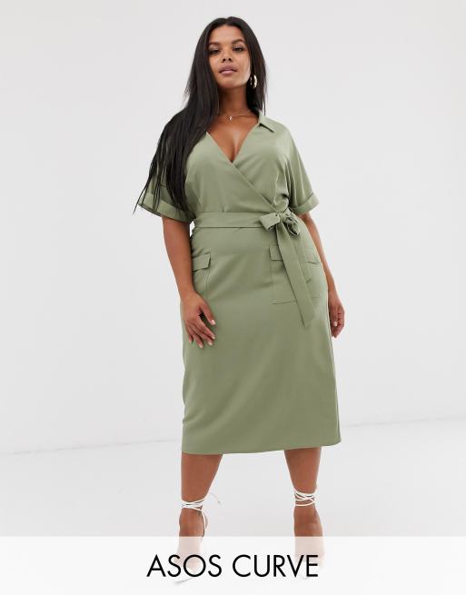 curve wrap midi dress