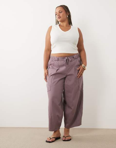 ASOS DESIGN Curve Utility-Hose mit Volumen in verwaschenem Flieder - view 1