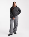 [ASOS DESIGN] ASOS DESIGN Curve utility pants with pocket detail in brushed flannel in grey marl 24 Grey Marl
