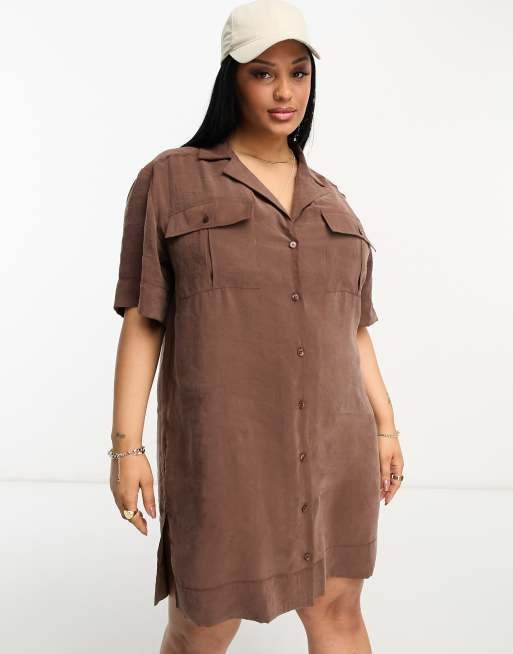 Plus Size Button Front Baseball Jersey Dress