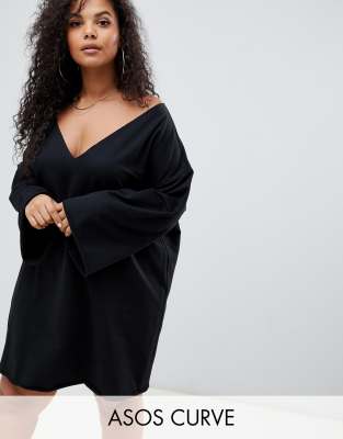 Plus black tie front plunge satin teddy mat cape