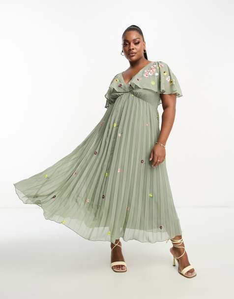 Khaki green dress outlet for wedding guest