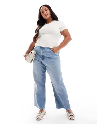 Asos Curve Asos Design Curve V Neck Baby Tee In White