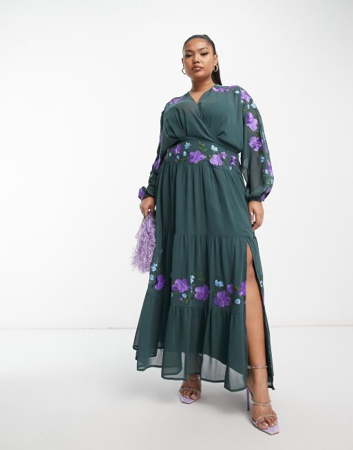 V neck chiffon maxi dress sale