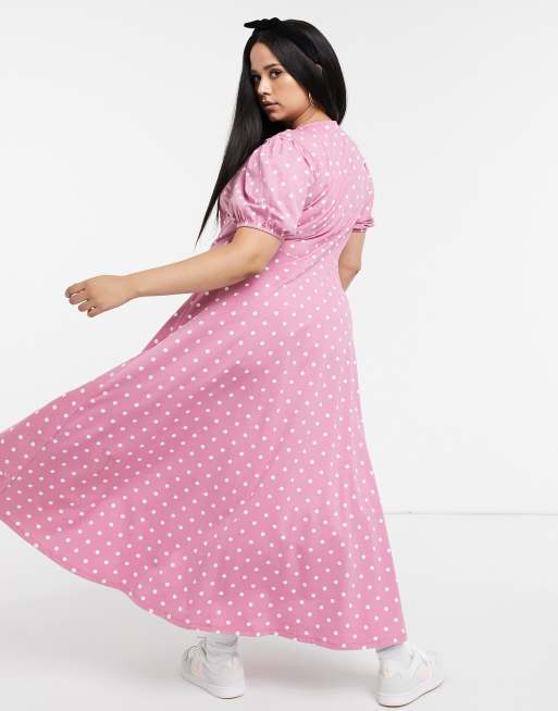 Asos pink 2025 polka dot dress