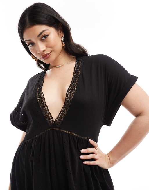 h&m black strapless dress Black Eyelet Sleeveless Maternity Midi Dress – PinkBlush