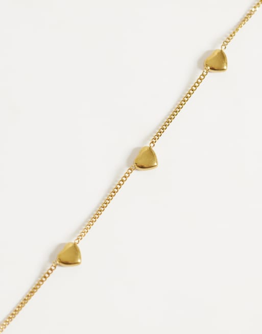 ASOS DESIGN Curve vandtæt halskæde i rustfrit stål med hjerte-design i guldfarve, 4 af 4