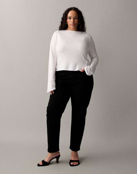 ASOS DESIGN Curve - Vaqueros mom negros de corte slim - view 1