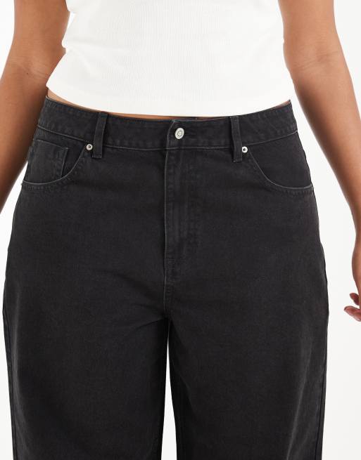 ASOS DESIGN Curve - vaqueros rectos de pernera ancha en negro, 4 de 5
