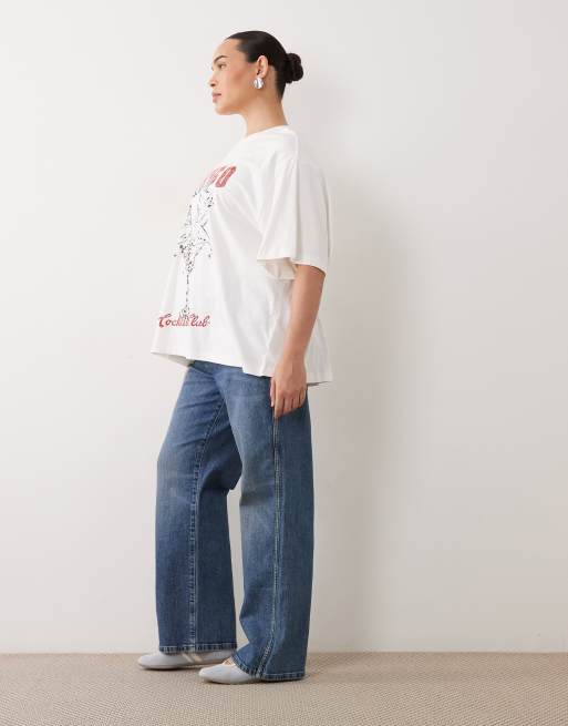 ASOS DESIGN Curve - vaqueros rectos elásticos cómodos en lavado vintage oscuro, 3 de 5