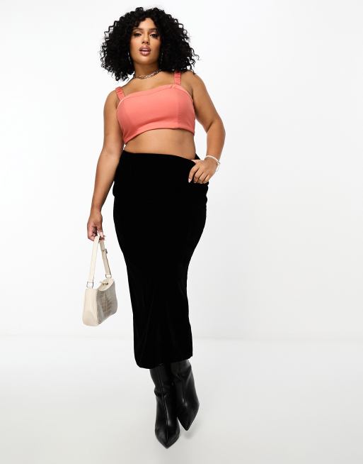 Plus size outlet velvet pencil skirt