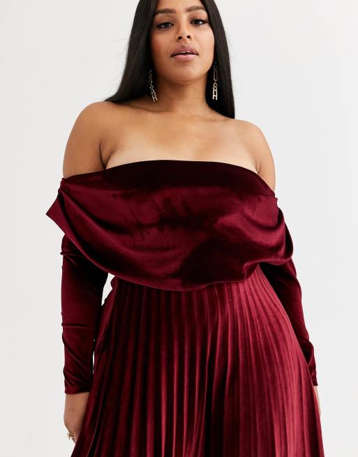 Asos velvet 2024 bardot dress