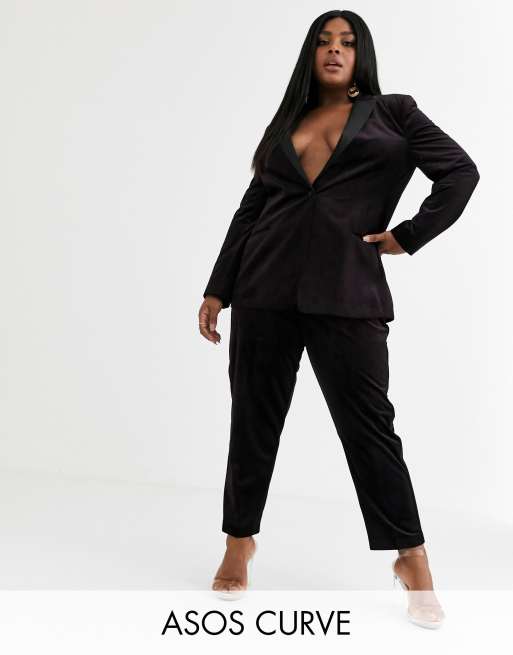 ASOS DESIGN Curve velvet tux slim suit pants | ASOS