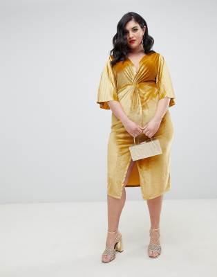 twist midi dress with kimono sleeve