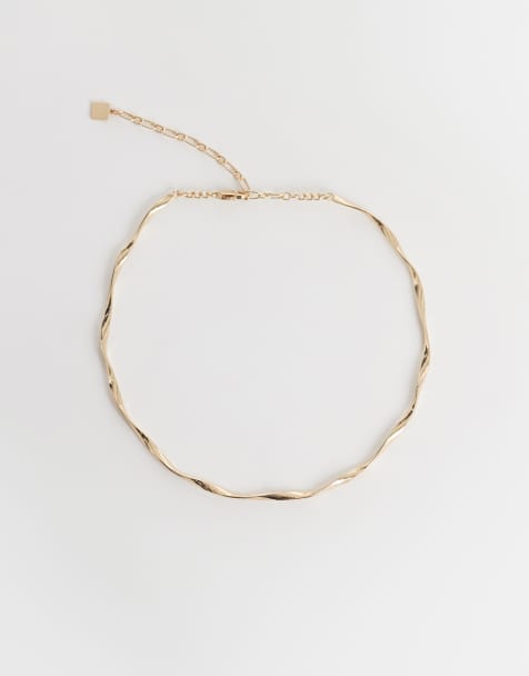 ASOS DESIGN Curve –Verdrehte Choker-Halskette im Spangen-Design in Gold-Optik - view 1
