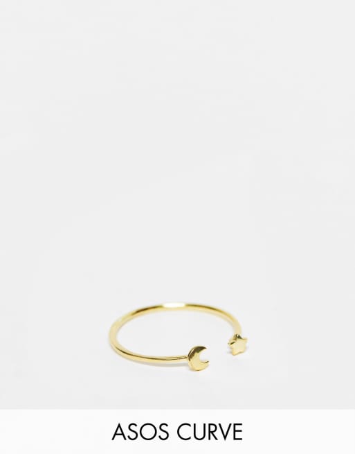 ASOS DESIGN Curve – Vergoldeter Ring aus Sterlingsilber mit Himmelskörper-Design
