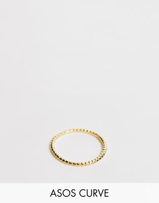 ASOS DESIGN Curve Sterling silver ring with gold plate in mini ball design Gold
