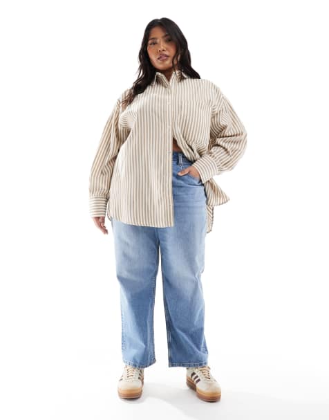 ASOS DESIGN Curve – Verkürzte, bequeme Stretch-Jeans in Mittelblau mit geradem Schnitt - view 1