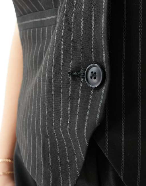 ASOS DESIGN Curve waistcoat in black pinstripe