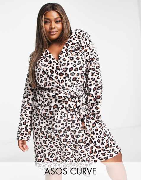 Vestaglia morbida nera animalier Asos Donna Abbigliamento Abbigliamento per la notte Accappatoi e vestaglie 
