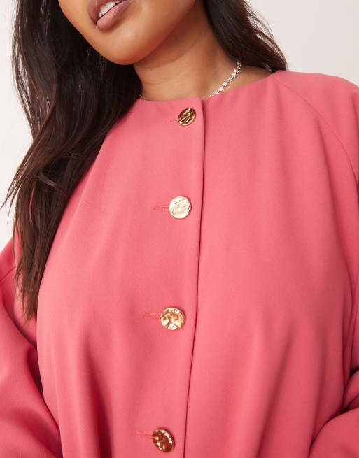 ASOS DESIGN Curve - Veste ajustée à ourlet boule avec boutons dorés - Baie, 4 de 4