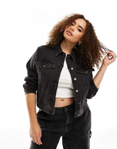 ASOS DESIGN Curve - Veste en jean style western - Noir délavé - view 1