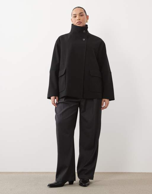 ASOS DESIGN Curve veste harrington habillée à col cheminée noire, 2 de 4