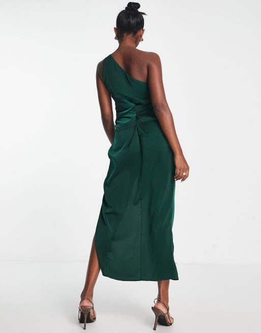 ASOS DESIGN Curve - Vestito al polpaccio verde con cut-out e nodo, 3 di 4