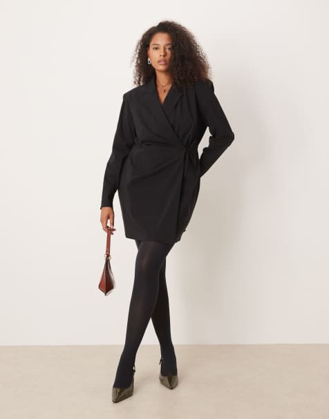 ASOS DESIGN Curve - Vestito blazer corto nero stretto in vita - view 1
