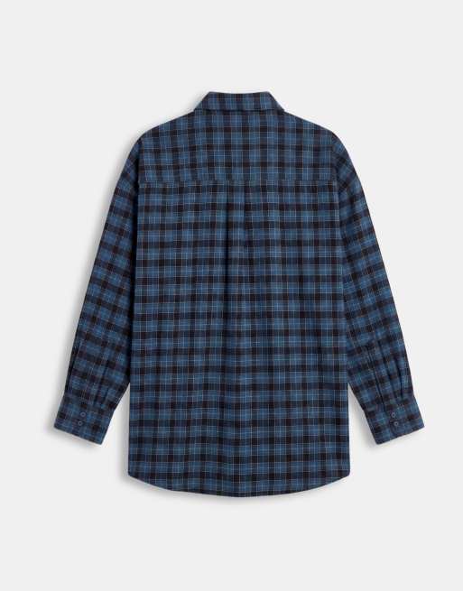 ASOS DESIGN Curve - Vestito camicia boyfriend corto blu navy a quadri con sciarpa multiuso, 6 di 8