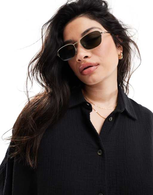 ASOS DESIGN Curve - Vestito camicia oversize in tessuto doppio nero con tasche scese, 4 di 4