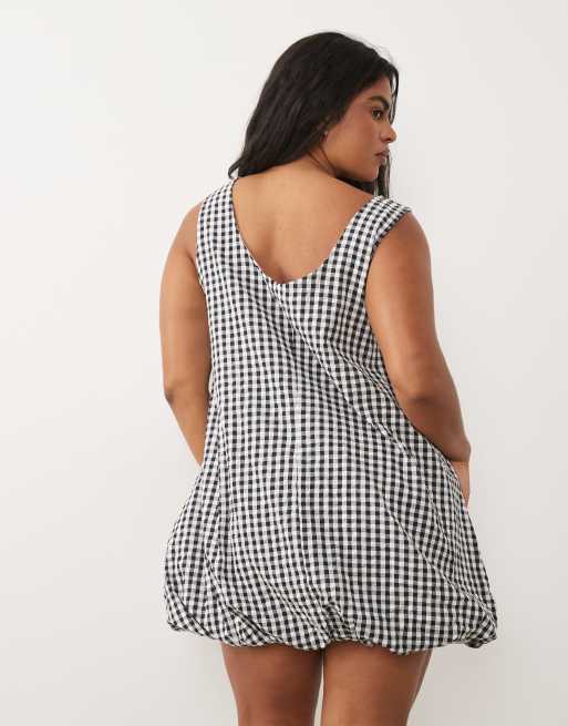 ASOS DESIGN Curve - Vestito corto a quadretti con fondo a palloncino, 2 di 4
