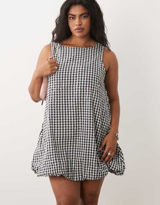 ASOS DESIGN Curve - Vestito corto a quadretti con fondo a palloncino, 4 di 4