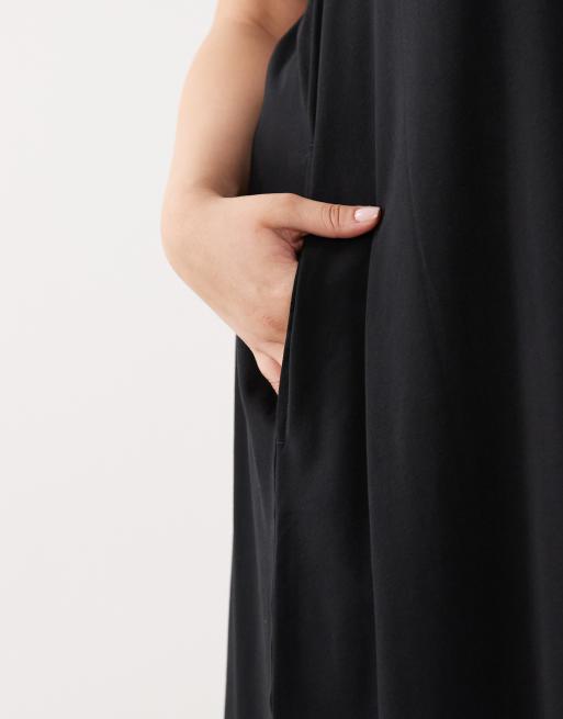 ASOS DESIGN Curve - Vestito lungo a trapezio nero, 3 di 4