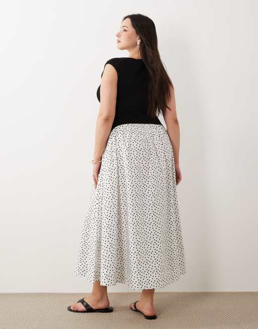 ASOS DESIGN Curve - Vestito lungo ibrido senza maniche a pois monocromatici con scollo rotondo, 4 di 4