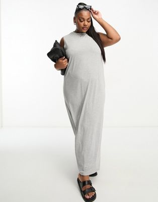 ASOS DESIGN Curve sleeveless maxi dress in grey - ASOS Price Checker