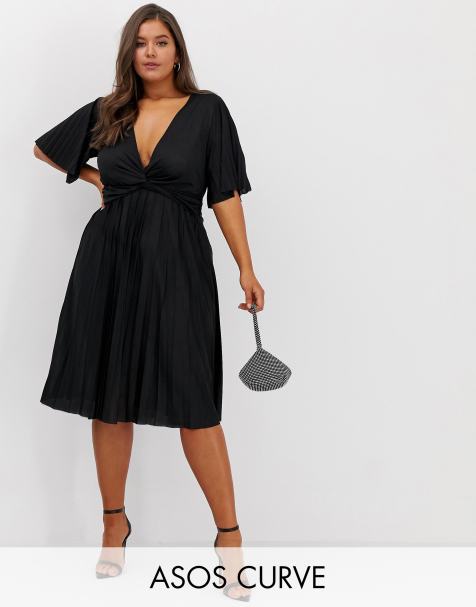 ASOS DESIGN Curve - Vestito midi a incrocio stile kimono a pieghe