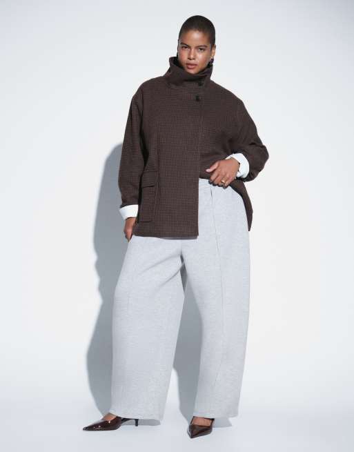 ASOS DESIGN Curve – Gråmelerat set i scubaliknande tyg, 3 av 3