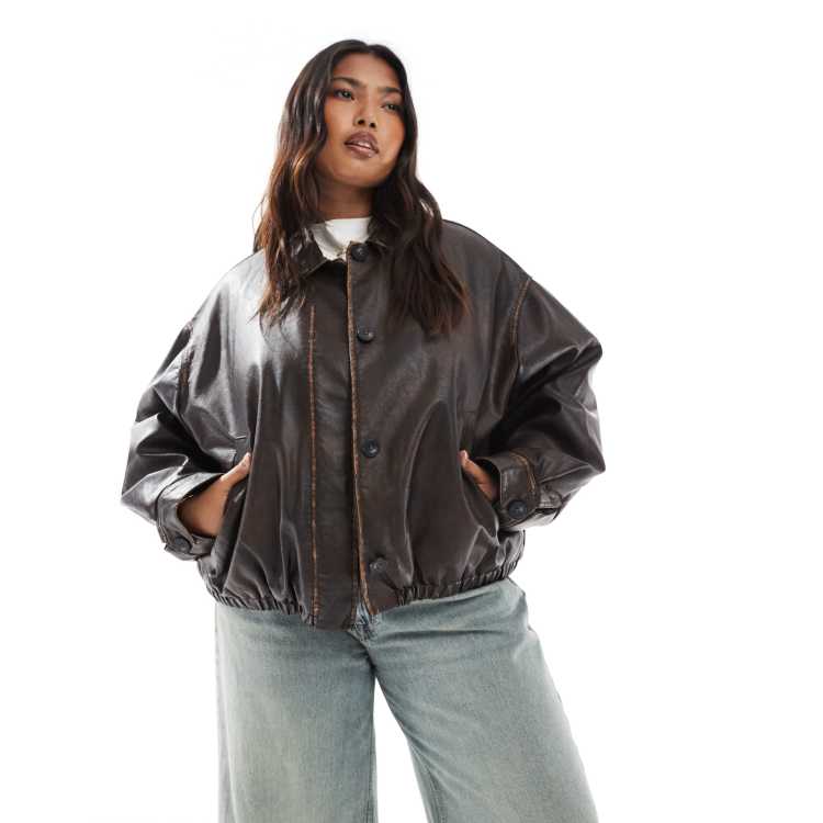 【COLOR iN ID】Boxy leather vintage washed jacket MADE] Setter vintage washed cut boxy leather jacket - WONDER