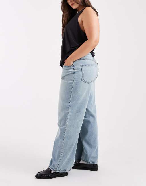 ASOS DESIGN Curve – Vintagetvättade jeans med hög midja och vida ben, 3 av 5