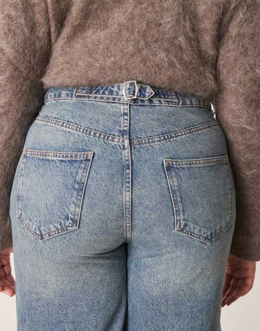 ASOS DESIGN Curve – Vintagetvättade jeans med vida ben,hög midja och inrdagna detaljer, 5 av 5